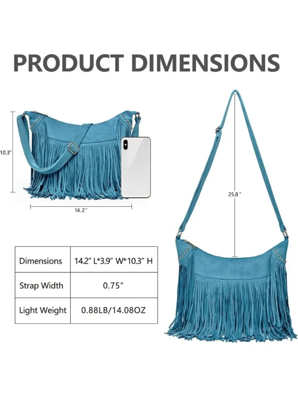 Vintage Suede Fringe Hobo Bag | Hippie Crossbody Purse with Tassels for Women